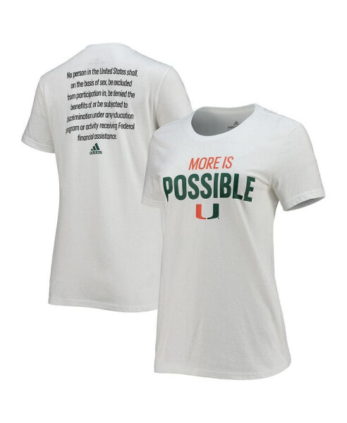 Women's White Miami Hurricanes More Is Possible T-shirt