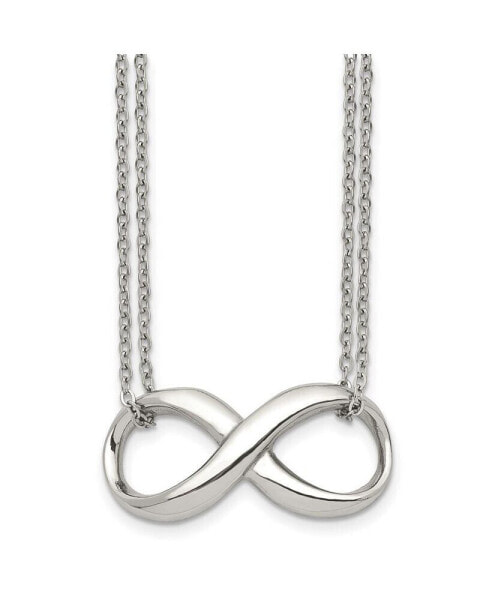 Chisel polished Infinity Symbol on a 2-Strand Cable Chain Necklace