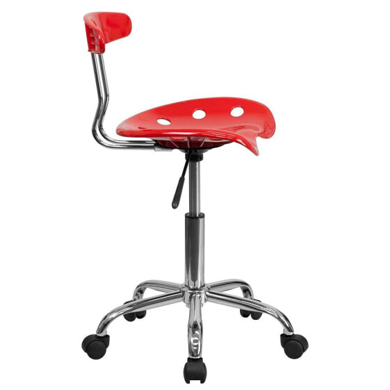 Vibrant Red And Chrome Swivel Task Chair With Tractor Seat