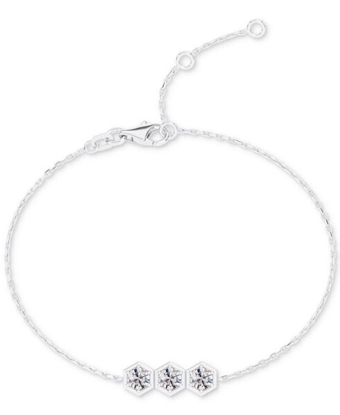Diamond Three Stone Honeycomb Chain Bracelet (5/8 ct. t.w.) in 14k White Gold
