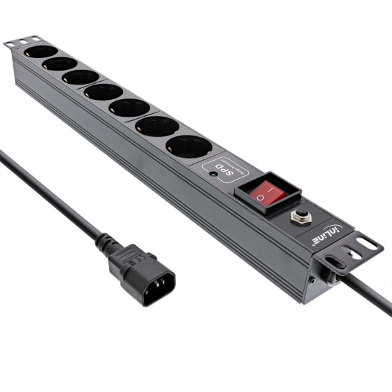 InLine 19" socket strip - 7-way - surge and overload protection - switch