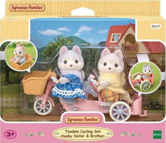 Figurka Epoch Sylvanian Families Tandem Pieski Husky na rowerze zestaw z figurkami (5637)