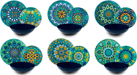 Фарфоровый столовый сервиз Excelsa Mandala Mediterraneo из 18 предметов, многоцветный