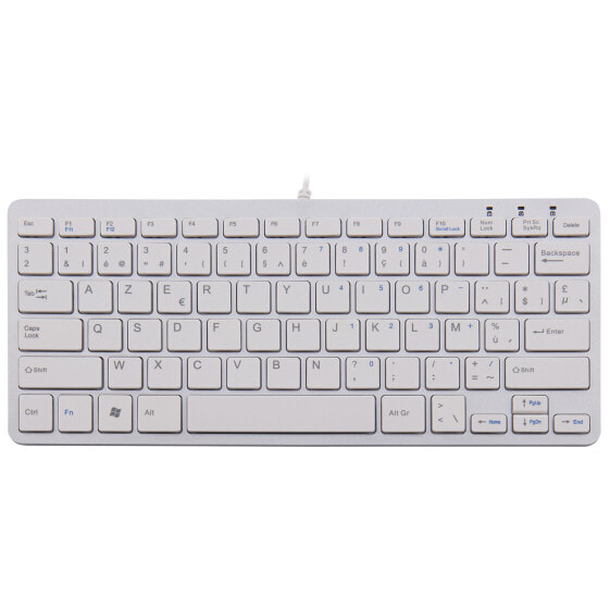 R-Go Compact R-Go ergonomic keyboard AZERTY (BE) - wired - white - Mini - Wired - USB - Membrane - AZERTY - White