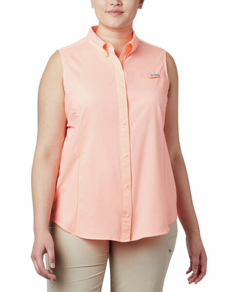 Plus Size PFG Tamiami Button-Front Sleeveless Top