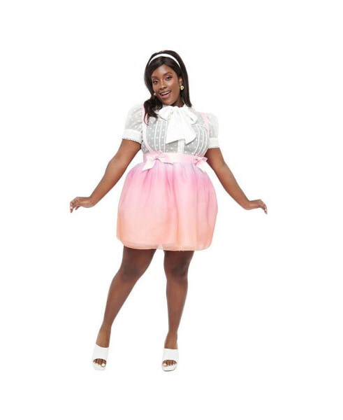 Plus Size Suspender Mini Skirt