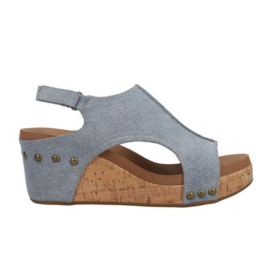 Corkys Carley Studded Wedge Womens Blue Casual Sandals 30-5316-BLDN