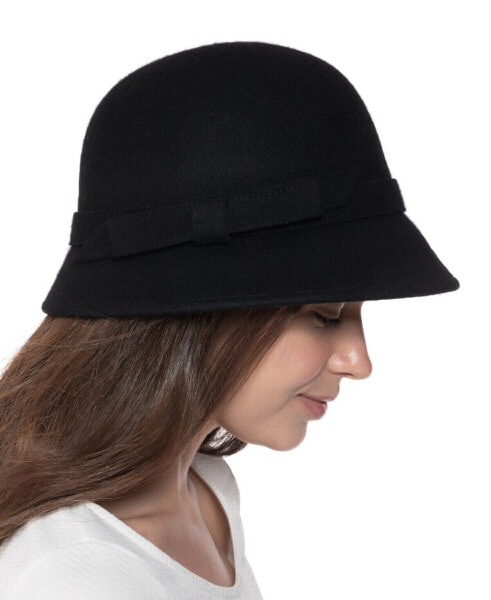Головной убор Черный шерстяной клочковая шляпа с лентой INC International Concepts