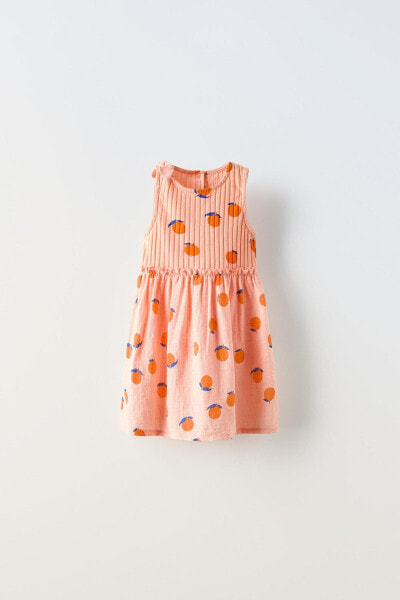 Платье с контрастным принтом «апельсины» ZARA