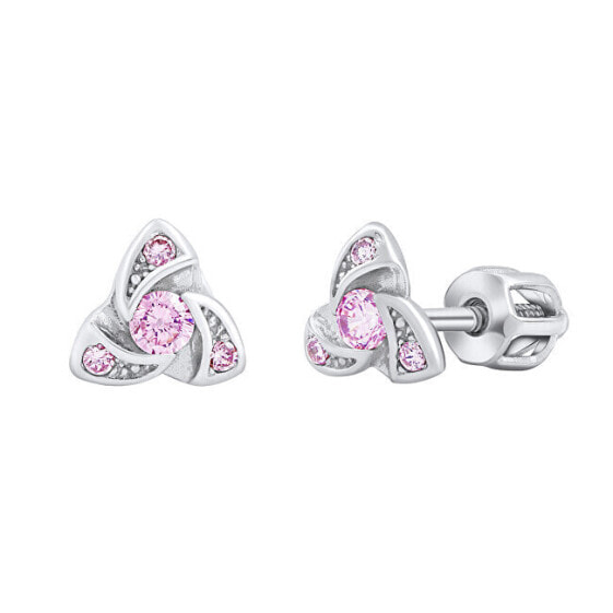 Gentle silver earrings with pink Brilliance Zirconia silvegob70497bdsp