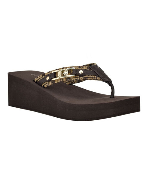 Women's Ediva Wedges with Hardware and Heritage Logo Fabric Sandals