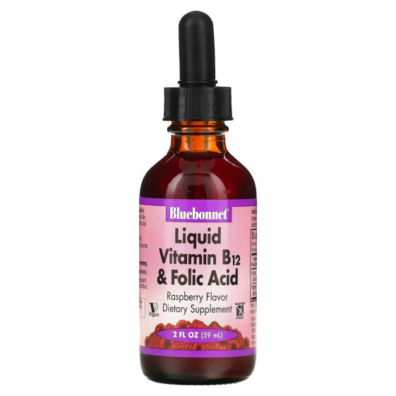 Liquid Vitamin B-12 & Folic Acid, Raspberry , 2 fl oz (59 ml)