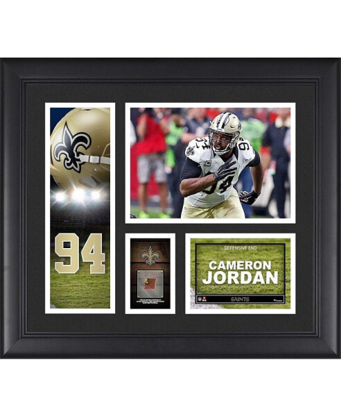 Cameron Jordan New Orleans Saints Framed 15" x 17" Player Collage with a Piece of Game-Used Football
