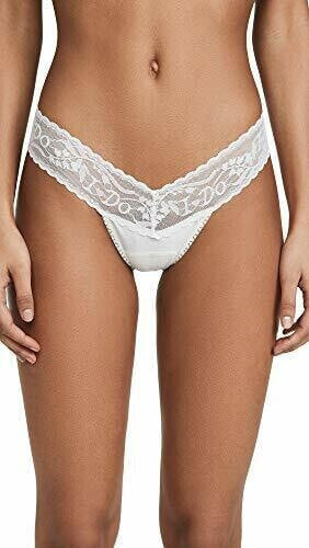 Hanky Panky 253455 Women's I Do Lace Low-Rise Thong Underwear Ivory Size OS