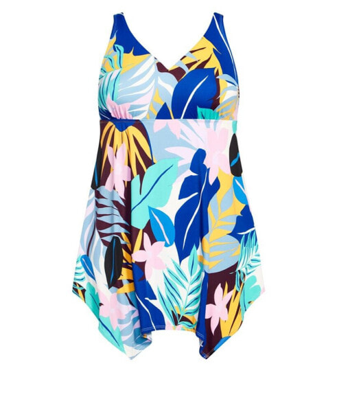 Plus Size Sharkbite Print Swim Dress