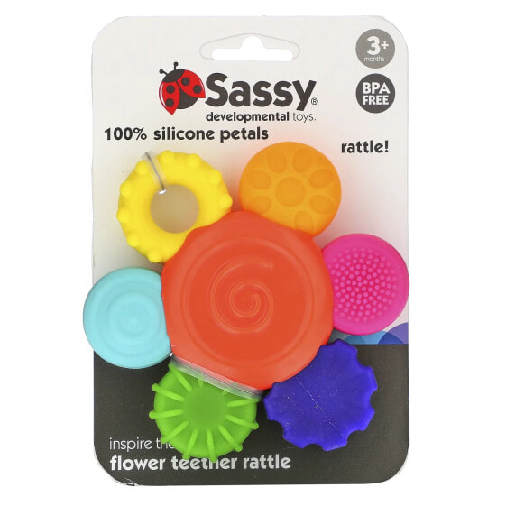 Развивающая игрушка Sassy "Вдохновляй чувства", цветочный погремушка-погремушка, 3+ месяца, 1 шт.