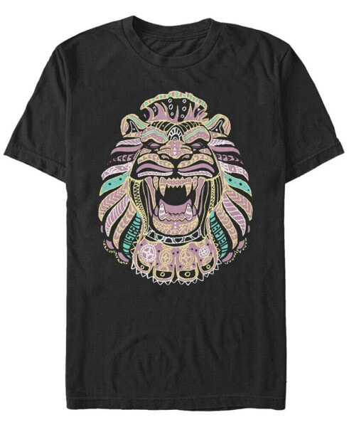 Disney Men's Aladdin Live Action Geometric Line Art Lion Cave Short Sleeve T-Shirt