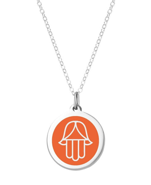 Auburn Jewelry hamsa Pendant Necklace in Sterling Silver and Enamel, 16" + 2" Extender