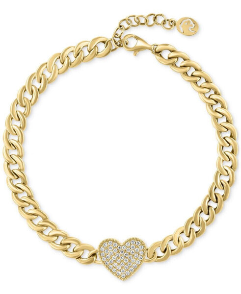 EFFY® Diamond Heart Pavé Curb Link Bracelet (1/3 ct. t.w.) in 14k Gold