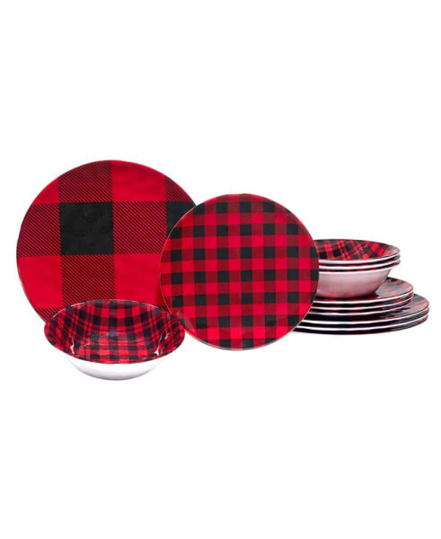 Buffalo Plaid 12 Piece Dinnerware Set, Service for 4