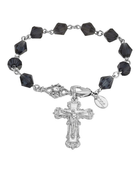 Браслет Crucifix Silver-Tone Blue Symbols of Faith.