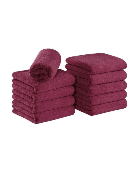 Bleach-Safe Coral Fleece Salon Towels (Pack of 10, 16x27 in.), Soft Microfiber Material, Absorbent Hair Drying Towel Set, Perfect for Salon and Spa