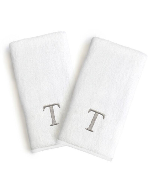 Bookman Gold Font Monogrammed Luxury 100% Turkish Cotton Novelty 2-Piece Hand Towels, 16" x 30"