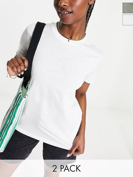 ASOS DESIGN ultimate oversized T-shirt  2 pack in white and khaki