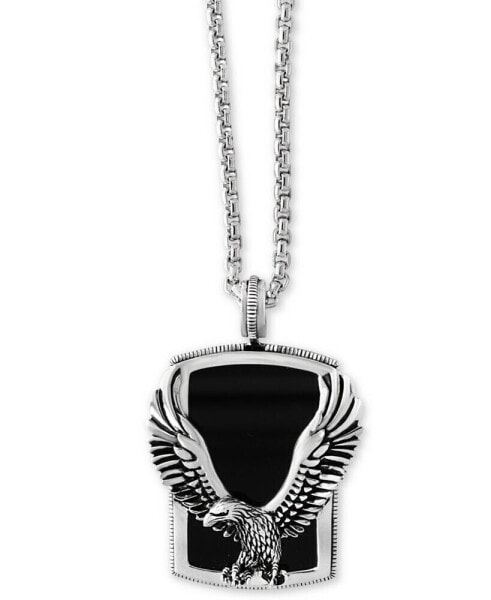 EFFY® Men's Onyx (31 x 20mm) Eagle Pendant Necklace in Sterling Silver