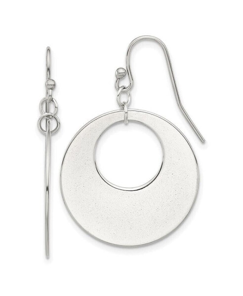 Stainless Steel Polished Circles Dangle Shepherd Hook Earrings
