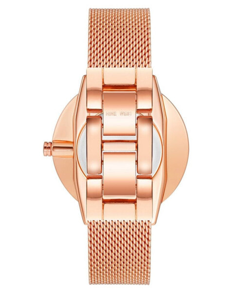 Women's Quartz Rose Gold-Tone Stainless Steel Mesh Band Watch, 40mm