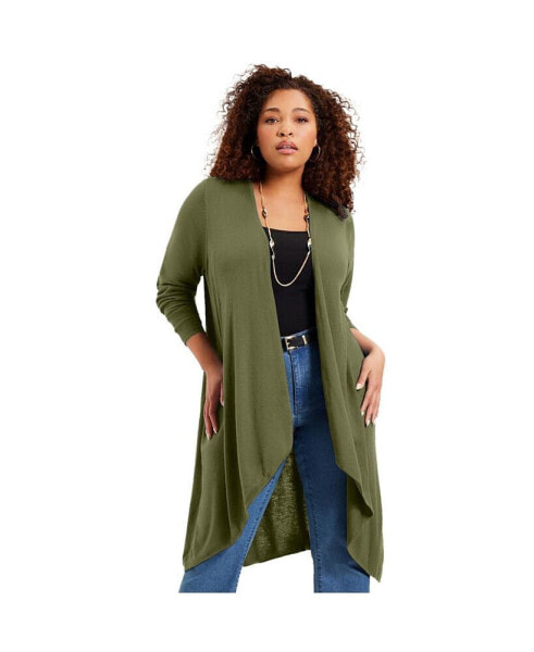 Plus Size June + Vie High-Low Cardigan