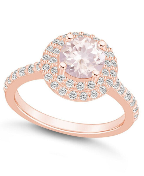 Morganite and Diamond Accent Halo Ring in 14K Rose Gold