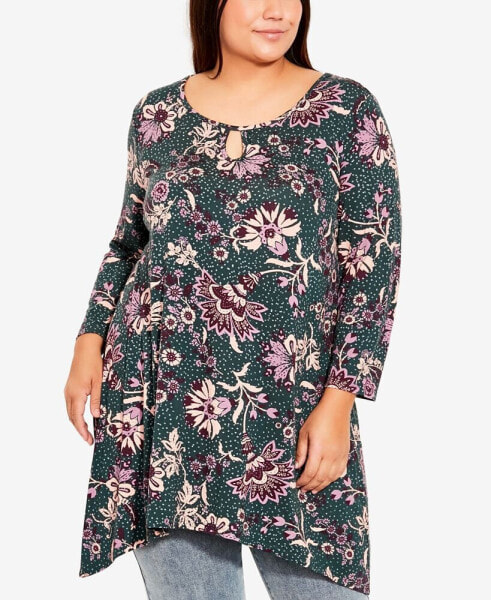 Plus Size Keyhole Swing Tunic Top