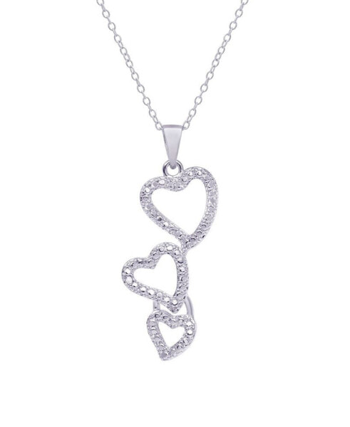 Macy's diamond Accent Silver-plated Triple Heart Pendant Necklace