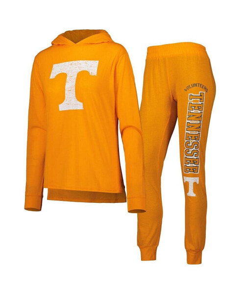 Пижама Concepts Sport женская Оранжевая с принтом Tennessee Volunteers, с длинным рукавом и капюшоном, и брюки.