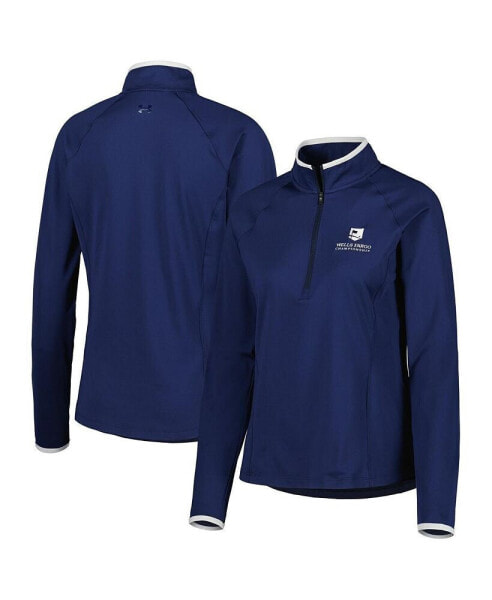 Women's Navy Wells Fargo Championship T2 Green Raglan Quarter-Zip Top