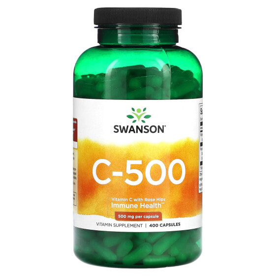 Витамин C Swanson C-500 с розовыми шипами 500 мг, 400 капсул