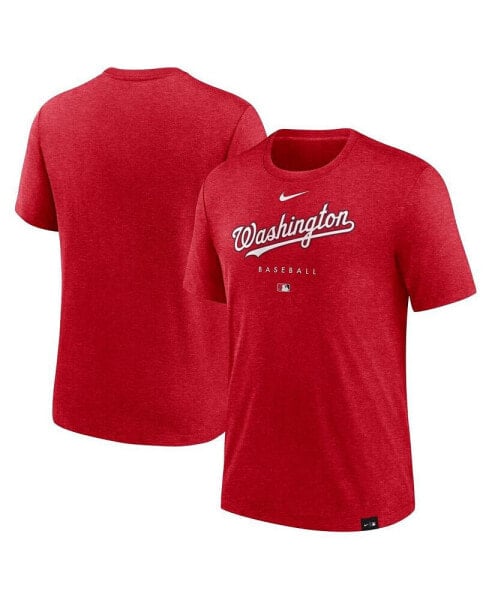 Men's Heather Red Washington Nationals Authentic Collection Early Work Tri-Blend Performance T-shirt