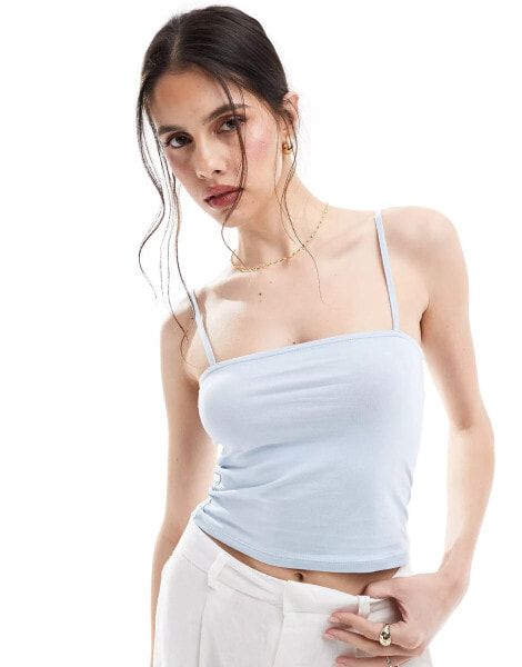 ONLY square neck cami crop top in light blue