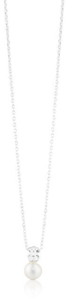 Silver necklace with pearl and pearl 214832500 (chain, pendant)