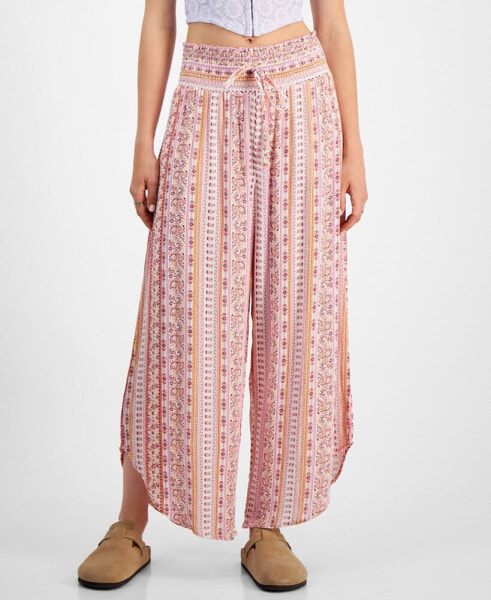 Juniors' Printed Drawstring Gaucho Pants