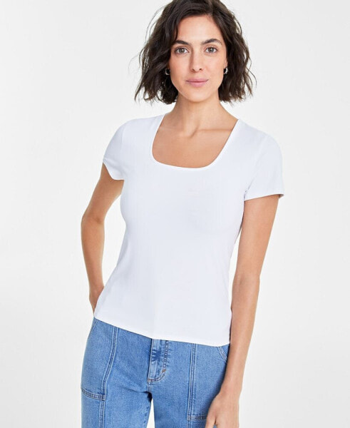 Women's Cap-Sleeve Square-Neck Tee, Created for Macy's