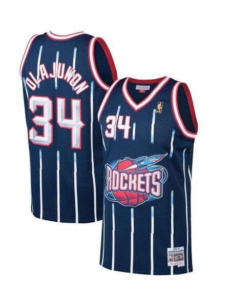 Men's Hakeem Olajuwon Navy Houston Rockets 1996-97 Hardwood Classics Swingman Jersey