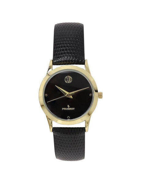 Часы и аксессуары PEUGEOT Женские наручные часы Wafer Slim Designer с черным циферблатом и черным ремешком