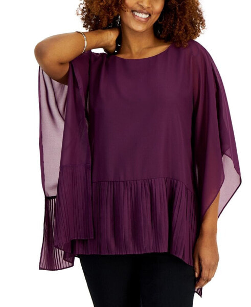 Women's Pleated Poncho-Sleeve Top, Created for Macy's