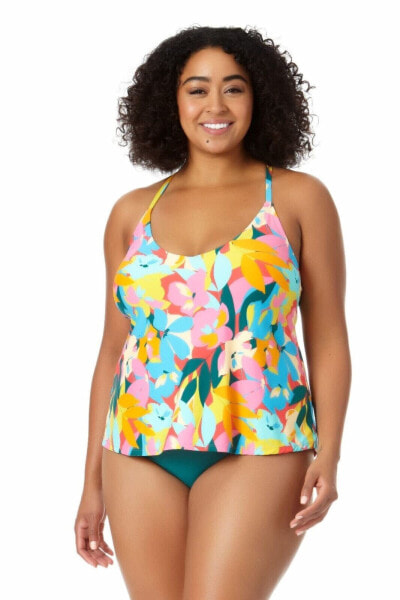 Anne Cole Womens Plus Size Easy Tri Tankini Top Swimwear Multi Size 16W