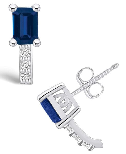 Серьги Macy's Sapphire and Diamond Stud