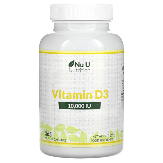 Витамин D3 Nu U Nutrition, 10 000 МЕ, 365 капсул гелевых