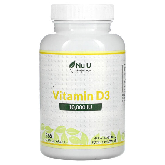 Vitamin D3, 10,000 IU, 365 Softgel Capsules